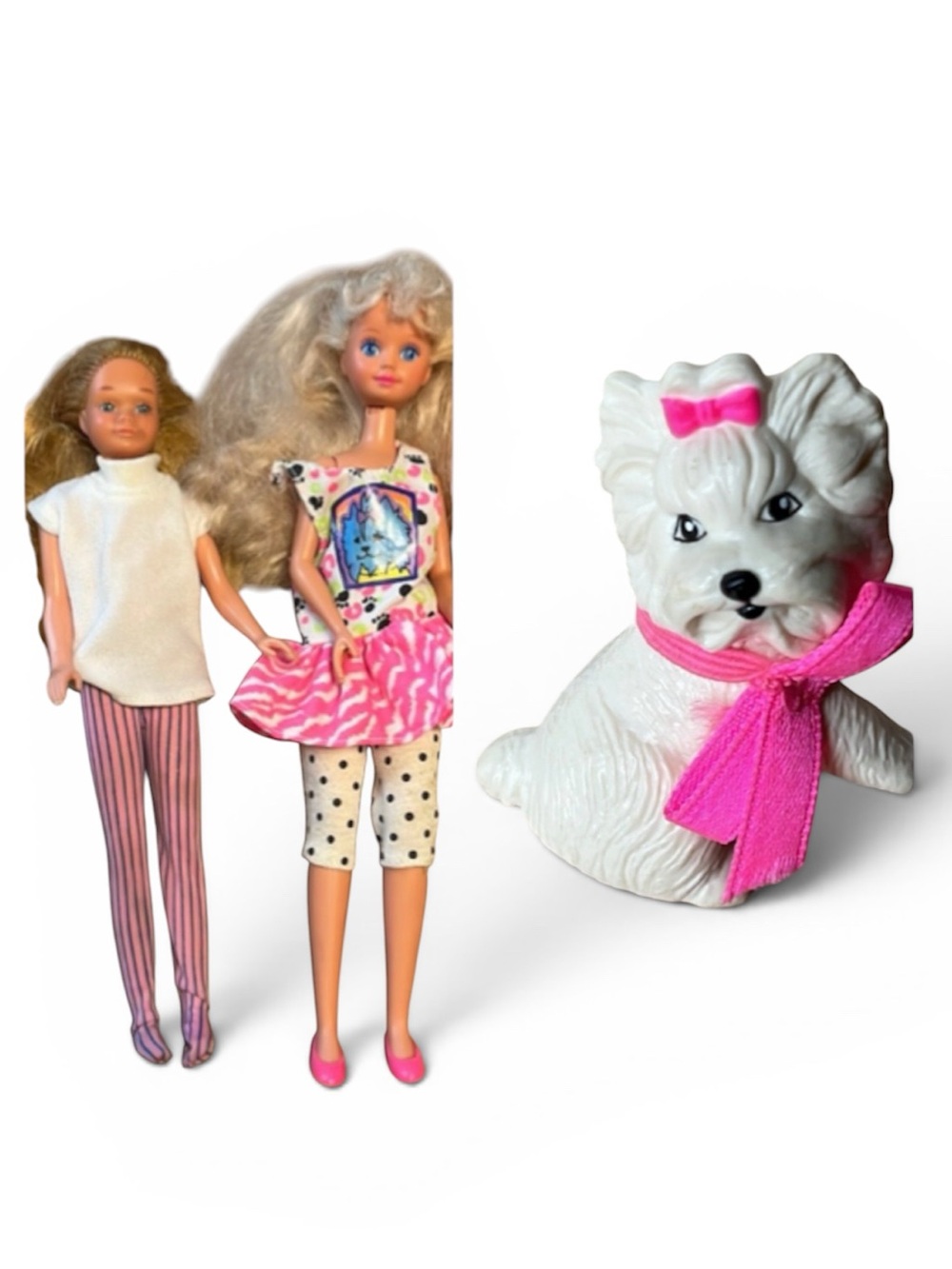 Vintage Skipper barbie Dolls and Pet Pals White WESTIE DOG puppy Terrier